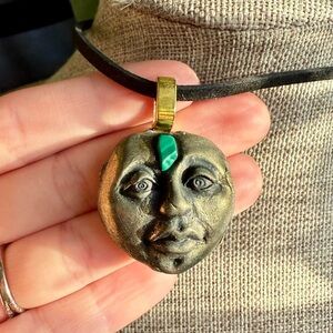 Handmade boho malachite crystal goddess pendant necklace